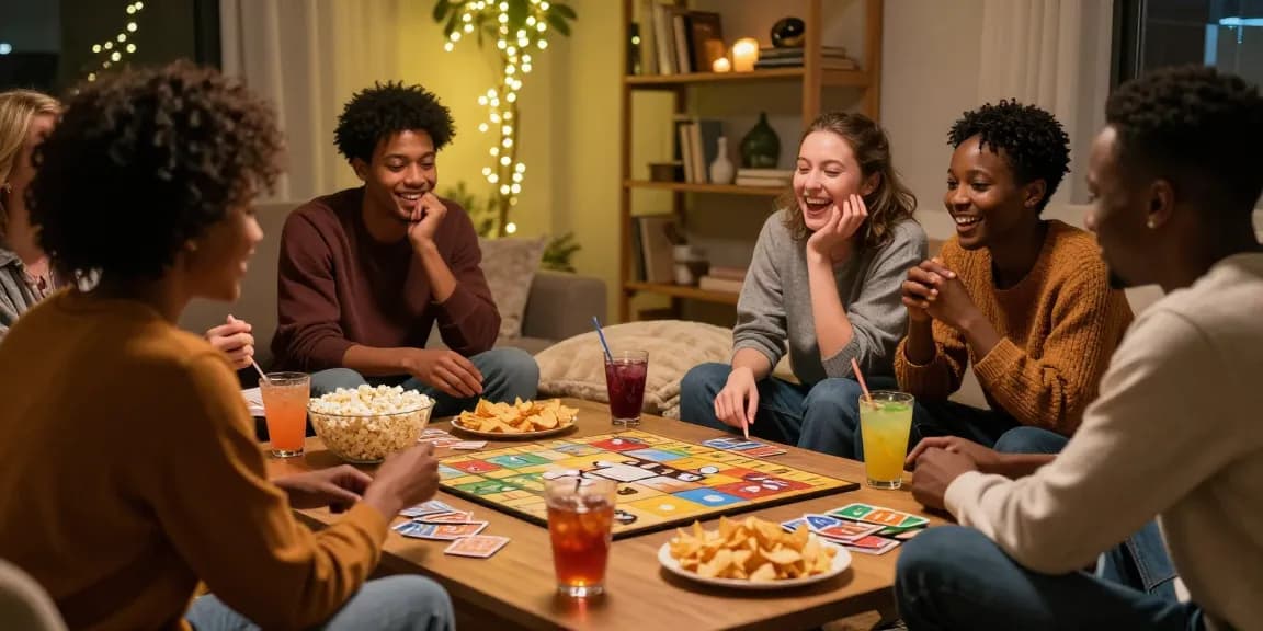 Friends enjoying a game night on snapwins telegram in a cozy atmosphere