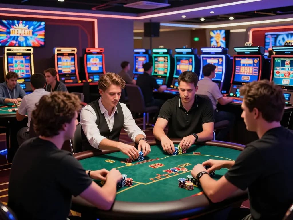 Engaging online gaming experience at https://rr88c.mobi/ with vibrant casino atmosphere and players enjoying various games.