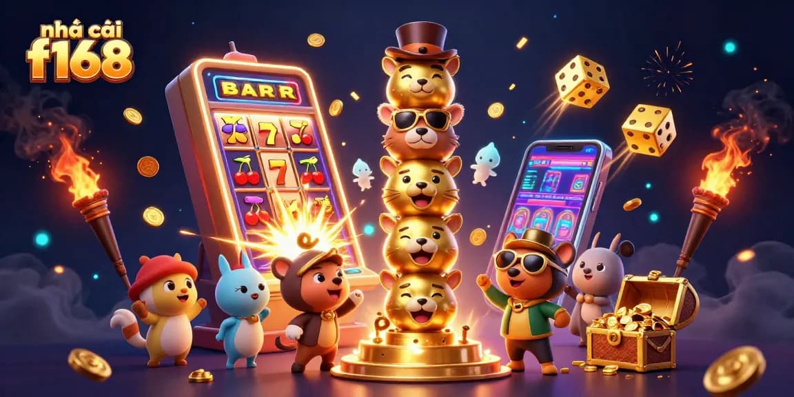 Experience thrilling games at nhà cái f168 with vibrant slot machines and a festive atmosphere.