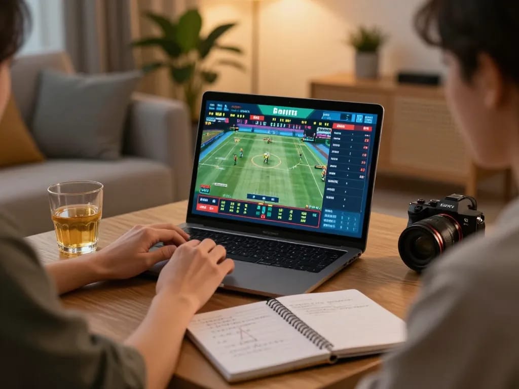 Person engaging with live betting interface on Keonhacaii88 for an exciting sports gambling experience.