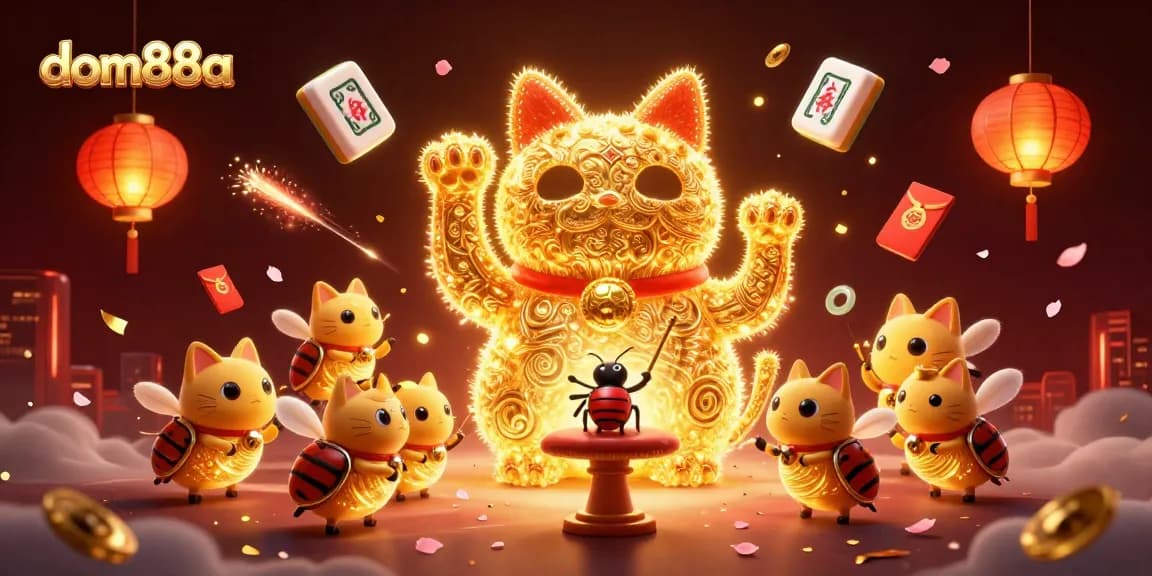 Experience thrilling gameplay at dom88a with a vibrant lucky cat symbolizing success in online casino.
