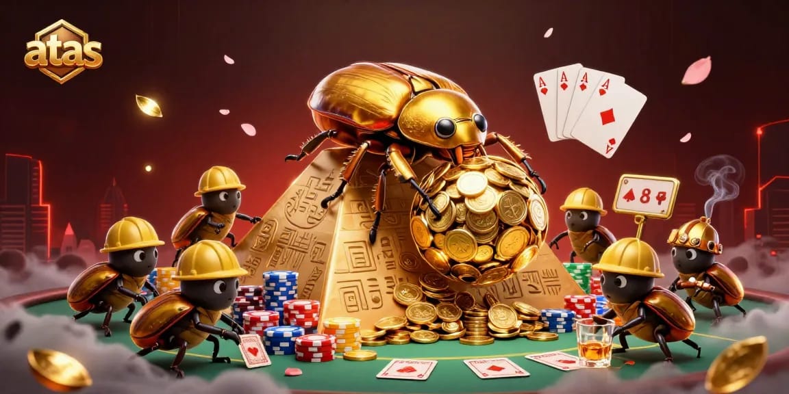Engage with the premium casino experience at ATAS, featuring vibrant gambling elements and a captivating scene.