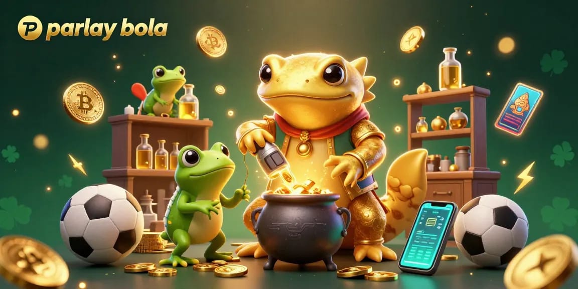 Experience parlay bola excitement with a golden salamander alchemist and vibrant betting elements.