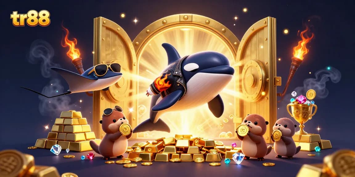Experience thrilling wins at TR88 with vibrant casino characters and glittering treasures.