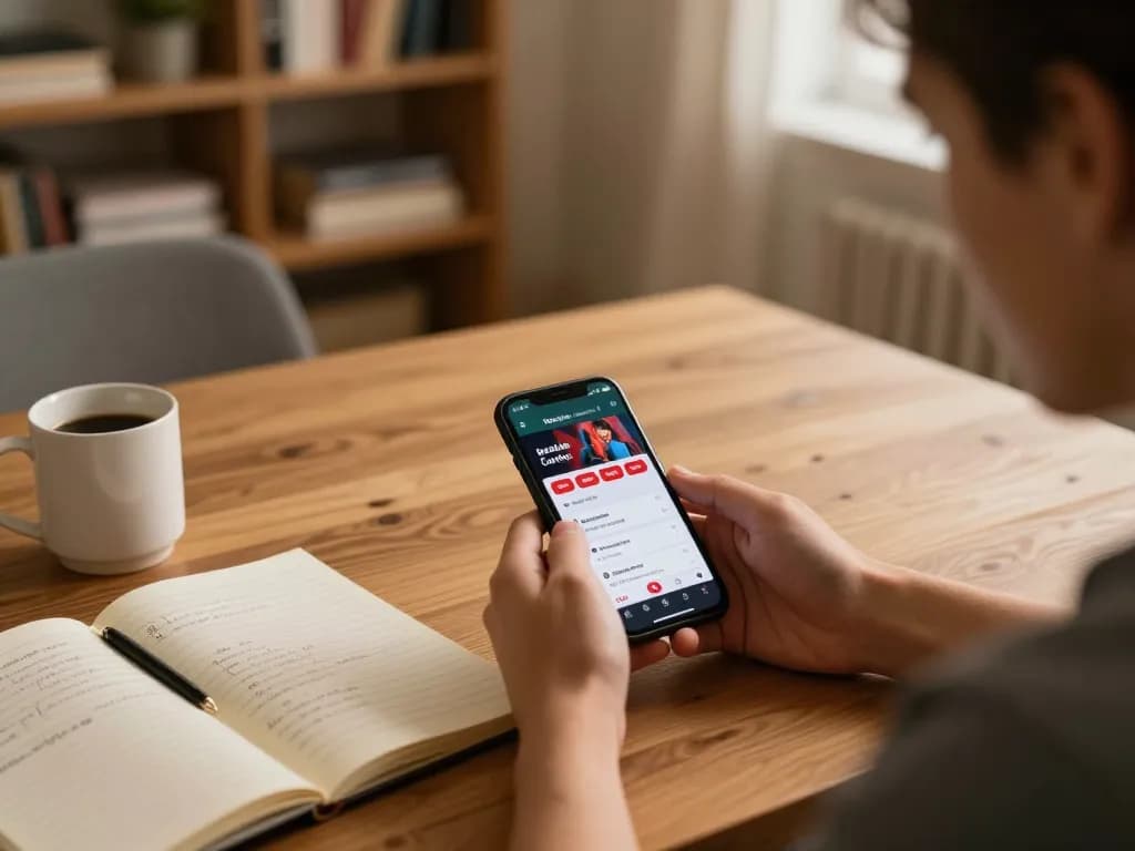 Engaging with the best online casinos in Canada app on a smartphone in a cozy home setup.