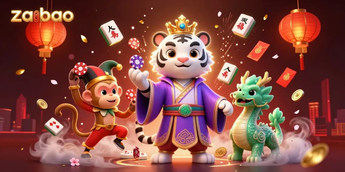 Win big with zaobao's vibrant casino scene featuring dynamic characters and immersive gaming elements.