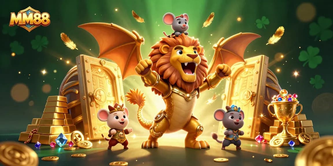 Experience epic wins at MM88 with thrilling gameplay surrounded by treasures and vibrant casino artwork.