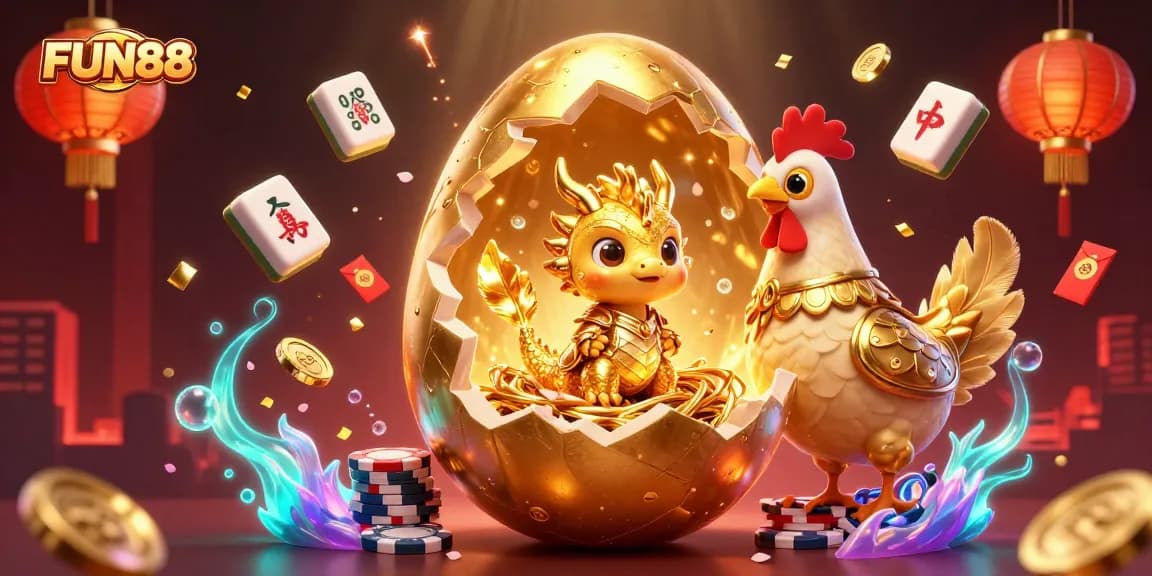 Enter the thrilling world of FUN88 and experience the excitement of casino gaming with this vibrant illustration.