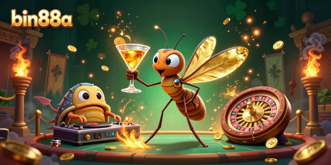 Experience thrilling gameplay with bin88a in this dynamic casino 3D illustration showcasing captivating characters and elements.
