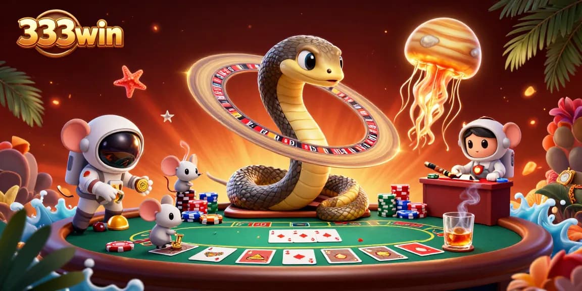 Experience the excitement of 333win as astronaut mice place bets in a vibrant cosmic casino scene.