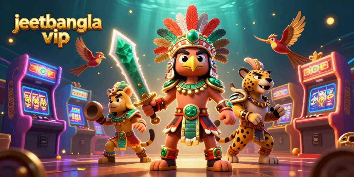 Engage with the exciting world of jeetbangla vip through this dynamic 3D illustration showcasing thrilling casino games.
