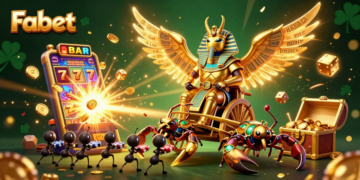 Experience Fabet with a dazzling 3D illustration of casino elements and characters bursting with excitement.