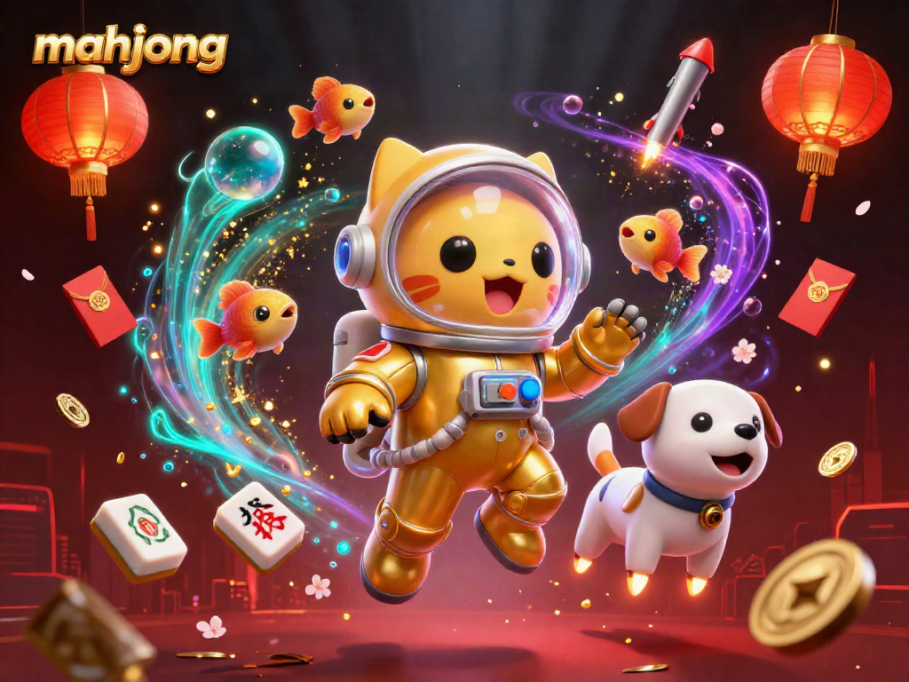 Experience mahjong through an exciting 3D animated scene with vibrant casino-themed elements.