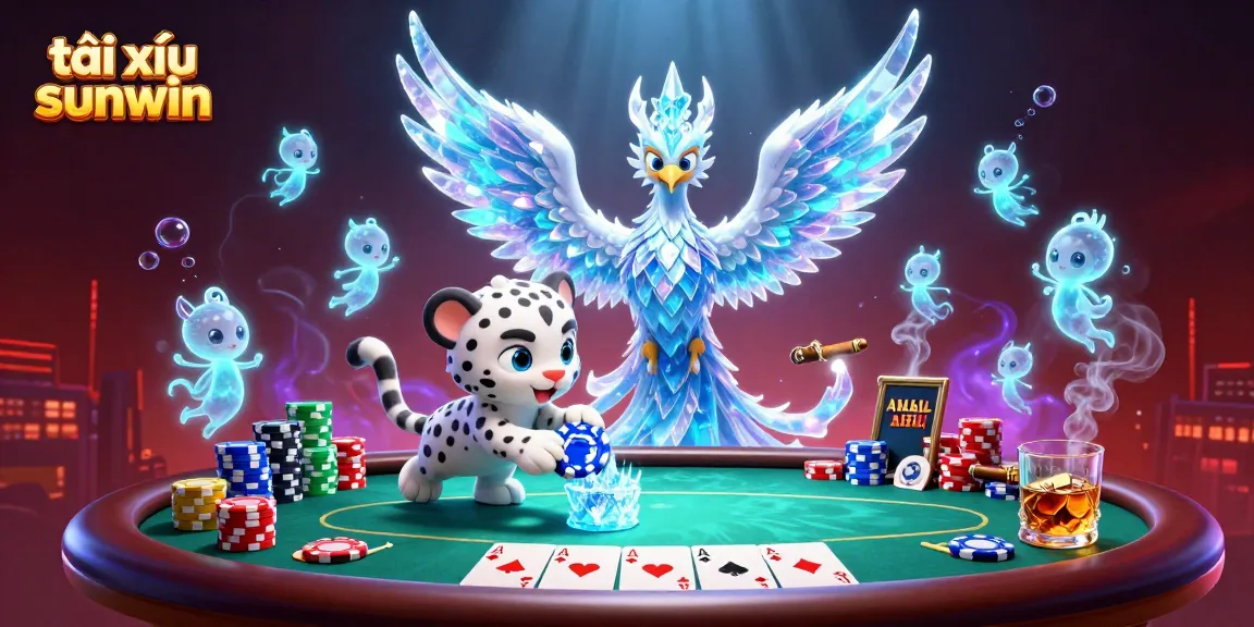 Engage with tài xỉu sunwin in an ultra-detailed 3D scene filled with vibrant casino elements and characters.