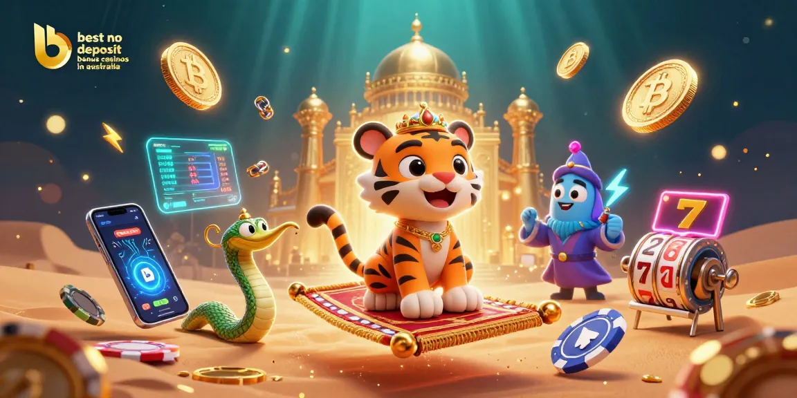 Experience the best no deposit bonus casinos in australia with this rich 3D casino-themed illustration.