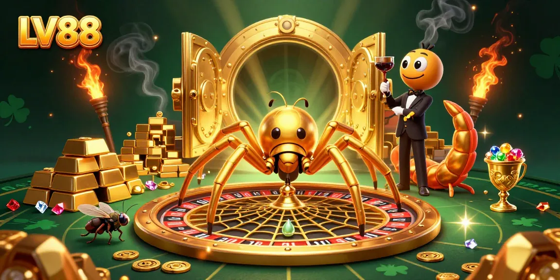 Experience LV88's thrilling casino atmosphere with vibrant golden treasures and dynamic characters.