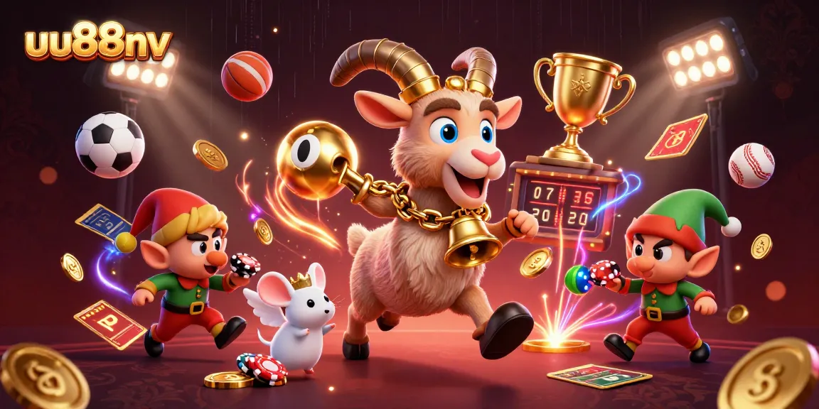 Experience the excitement of uu88nv casino with festive characters in a dynamic gaming scene.