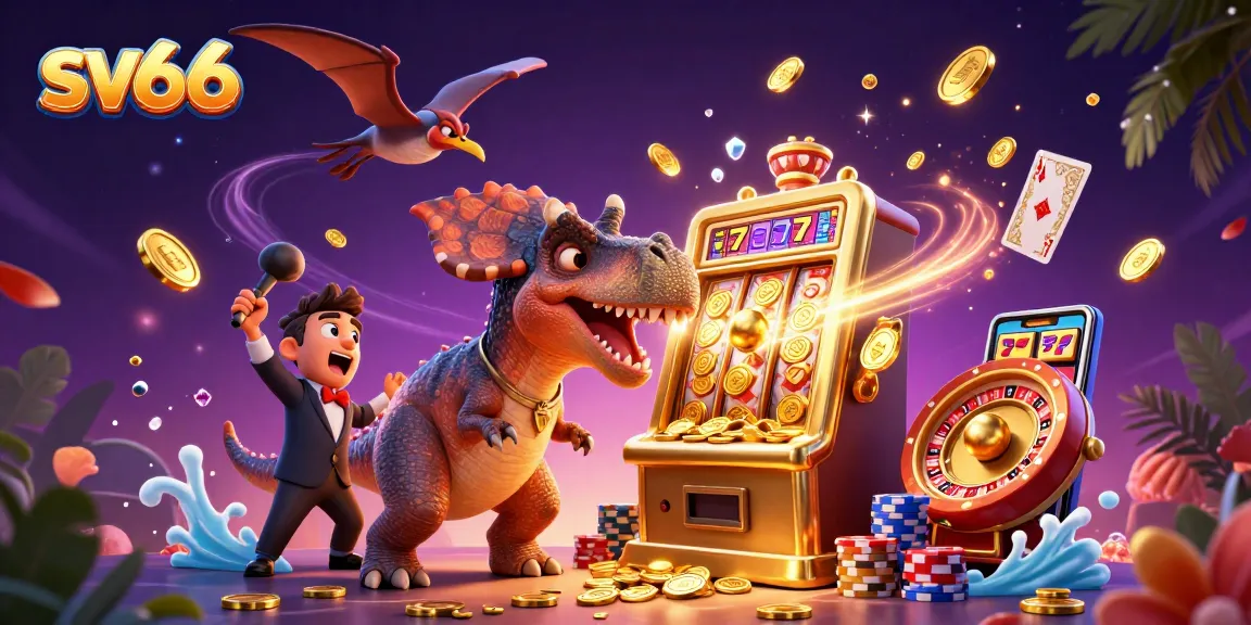 sv66 brings excitement as a pachycephalosaurus hits a slot machine for big wins.