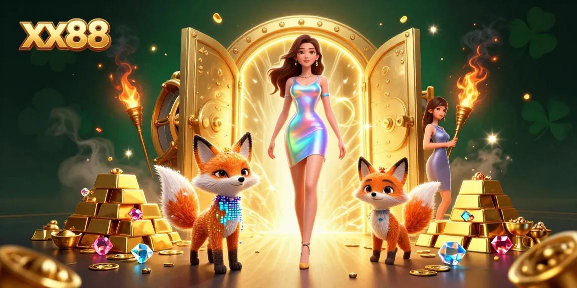 Experience the excitement of xx88 casino games with vibrant 3D artwork showcasing treasure and rewards.