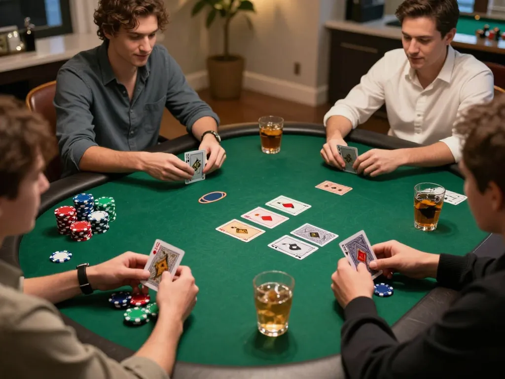 Players enjoy a thrilling poker night at home with 789club, showcasing strategic gameplay and social interaction.