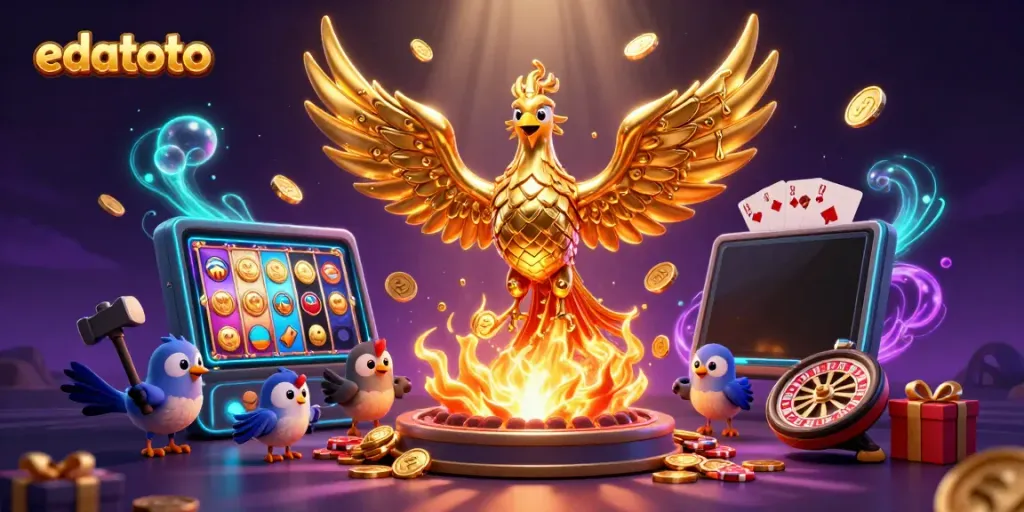 Experience thrilling wins with edatoto in a vibrant casino scene featuring dynamic slot games.