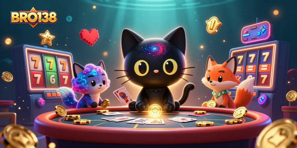 Experience the thrill of slot games with BRO138, featuring captivating characters and vibrant casino elements.
