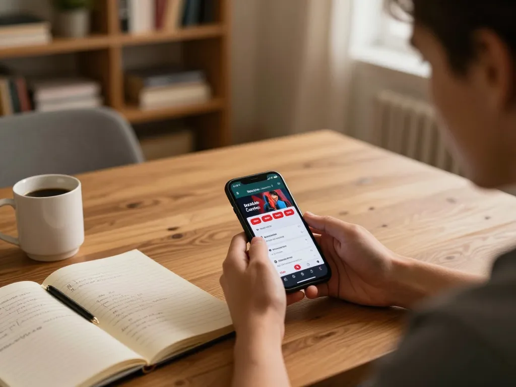 Engaging with the best online casinos in Canada app on a smartphone in a cozy home setup.