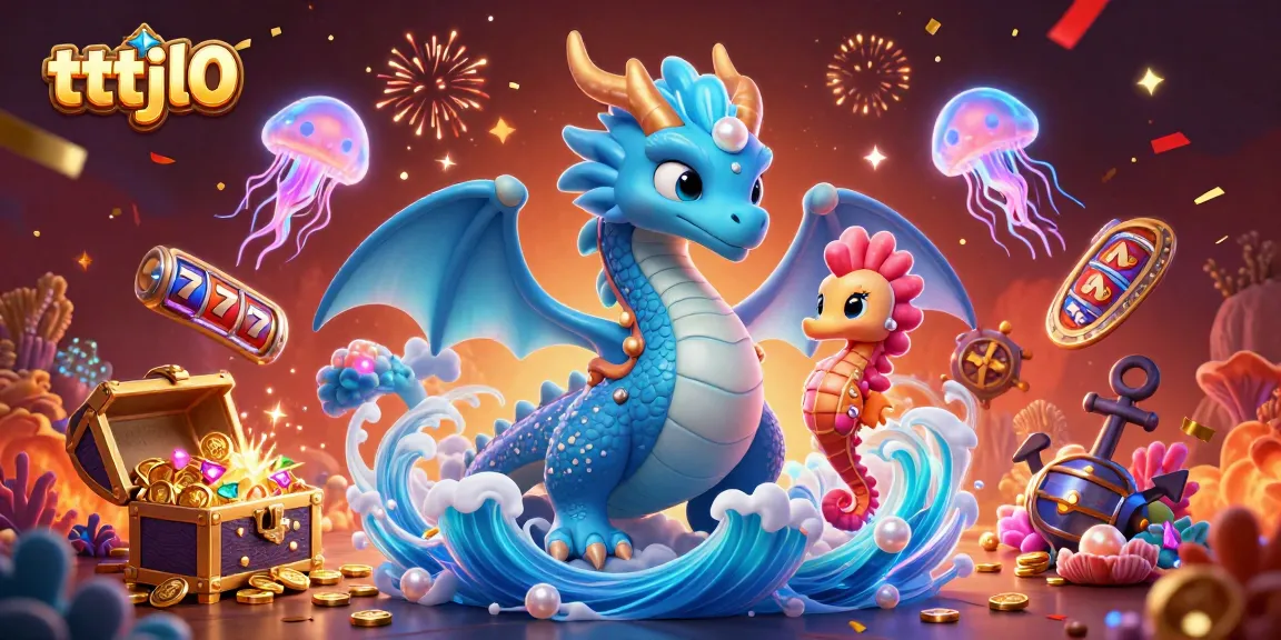 Experience thrilling gaming action with tttjl0's vibrant 3D casino scene featuring a water dragon and seahorse knight.