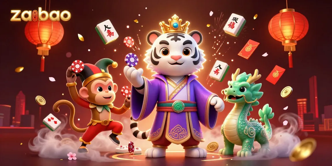 Win big with zaobao's vibrant casino scene featuring dynamic characters and immersive gaming elements.