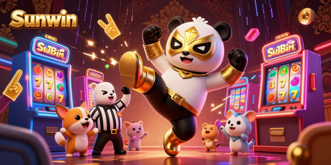 Engage with Sunwin's thrilling slots adventure featuring a vibrant panda wrestler and electrifying action.