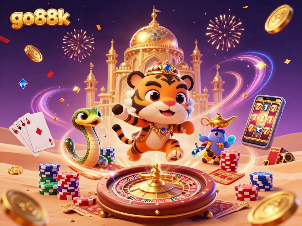 Experience go88k's thrilling casino adventure with a vibrant Arabian Nights theme and rich gaming elements.