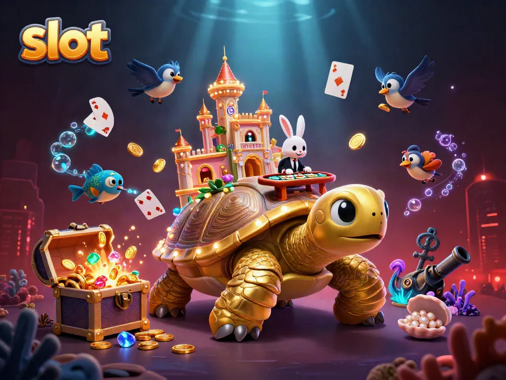 Experience the excitement of slot gaming with a vibrant tortoise casino scene.