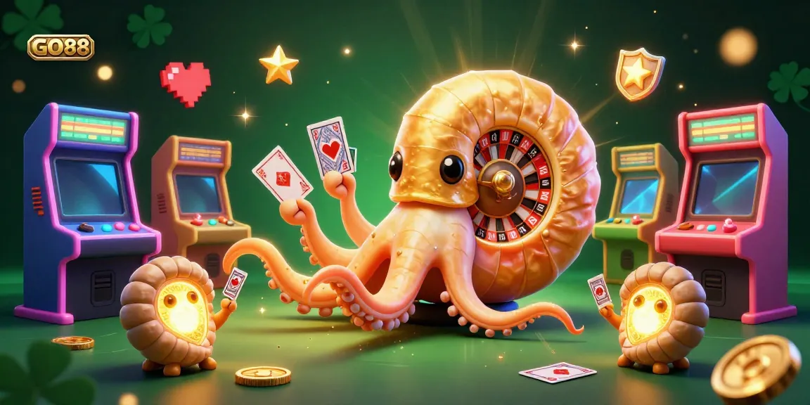Experience the thrill of GO88 with vibrant characters and lively gaming elements in a lavish casino setting.