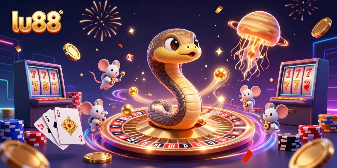 Experience thrilling bets at lu88 with a cosmic casino showdown featuring Saturn's roulette rings and treasure-filled slots.