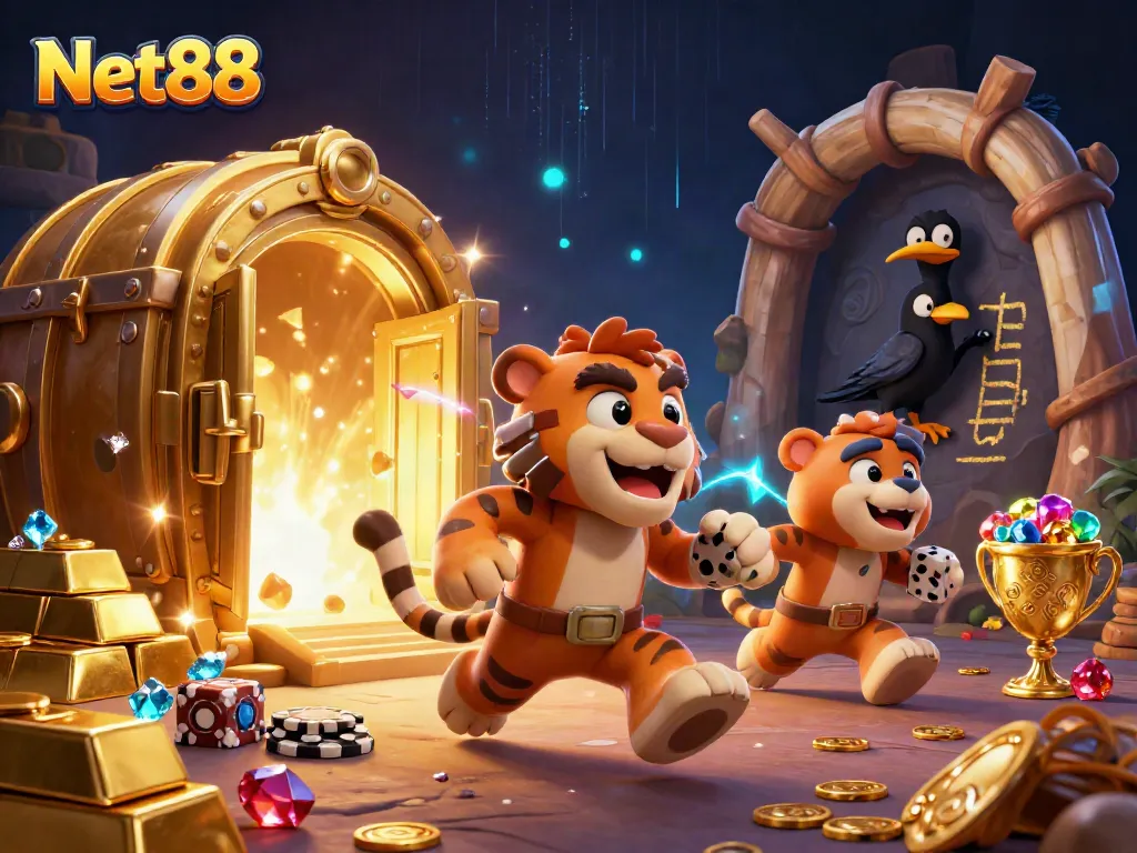 Experience the thrilling Net88 casino with prehistoric characters and dazzling treasure.