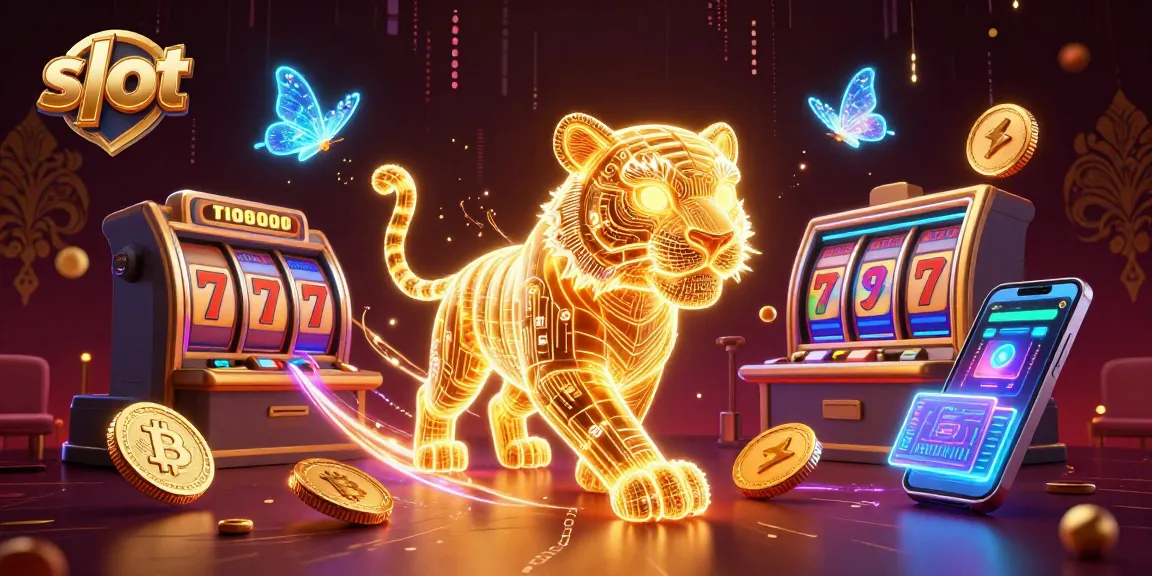 Spin slots to win big with this dynamic casino illustration featuring a neon tiger.