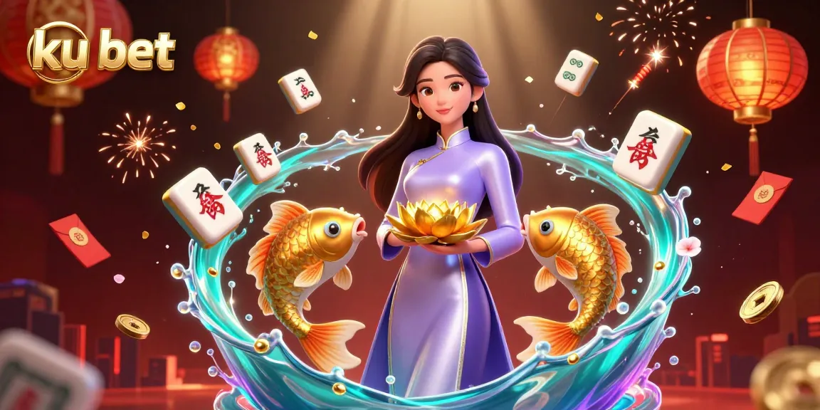 Experience the excitement of ku bet with vibrant 3D illustrated casino elements in a dynamic scene.