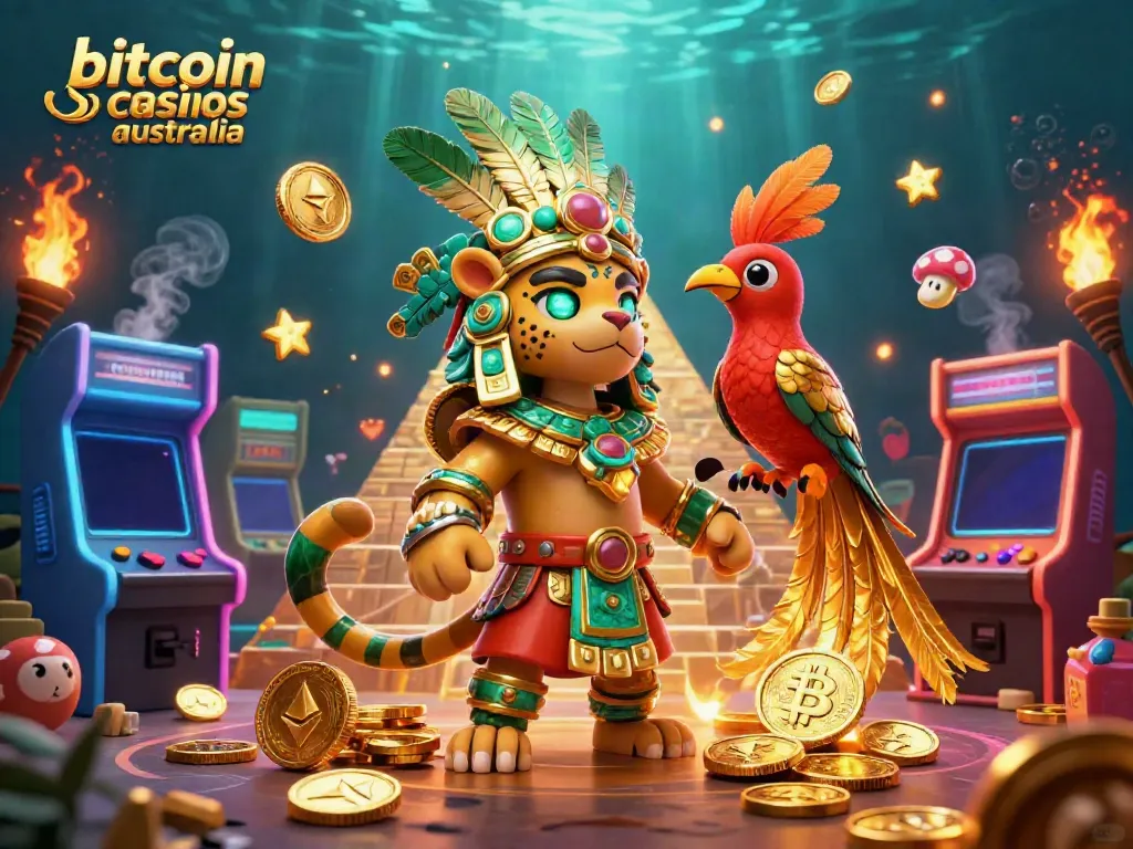 Experience the excitement of bitcoin casinos Australia with vibrant crypto-themed gaming elements.