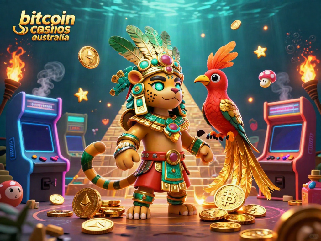 Experience the excitement of bitcoin casinos Australia with vibrant crypto-themed gaming elements.