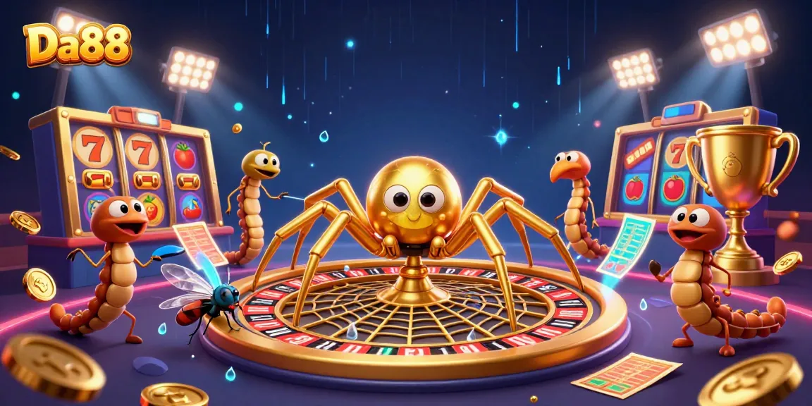 Engage in exciting gameplay with Da88's vibrant roulette-themed illustration featuring thrilling casino elements.