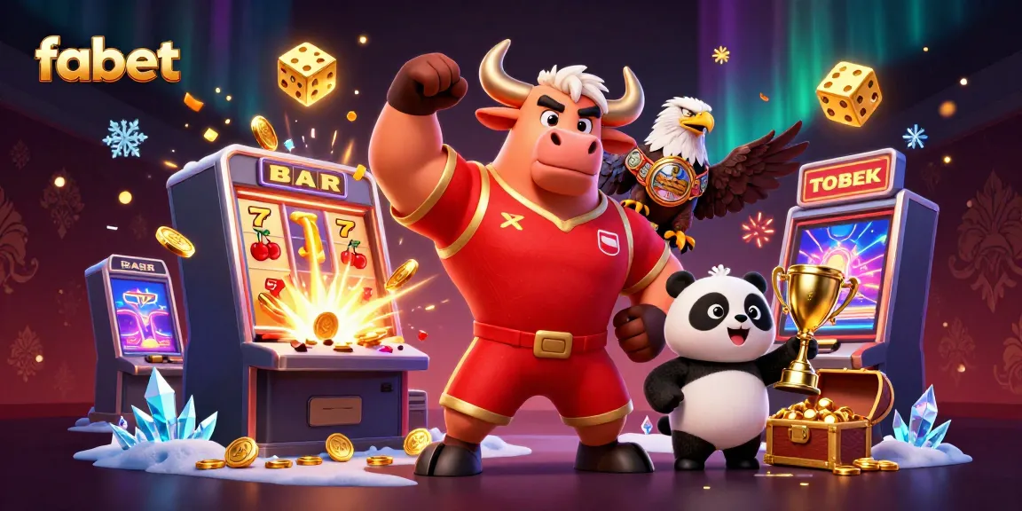 Celebrate with fabet's jackpot gaming scene featuring cartoon characters and dynamic casino elements.