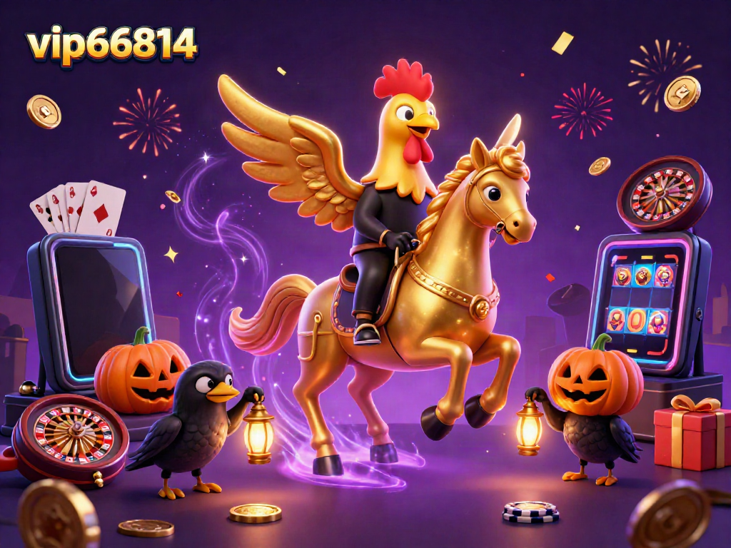 Experience the vibrant gameplay action at vip66814 with golden rooster and crow characters in a mystical casino.