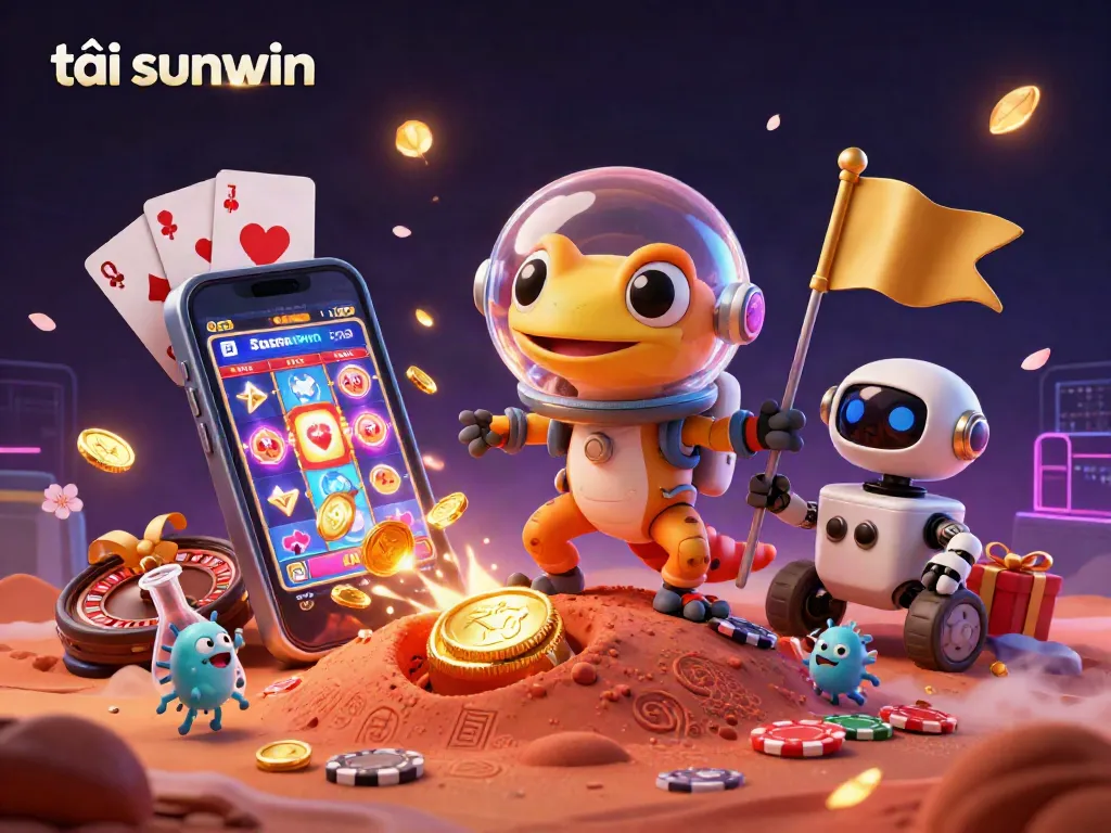 Cheer as the Martian gecko discovers the casino riches in tải sunwin's vibrant slot game.
