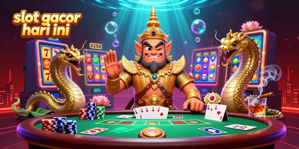 Experience the excitement of slot gacor hari ini with detailed characters and vibrant casino elements.