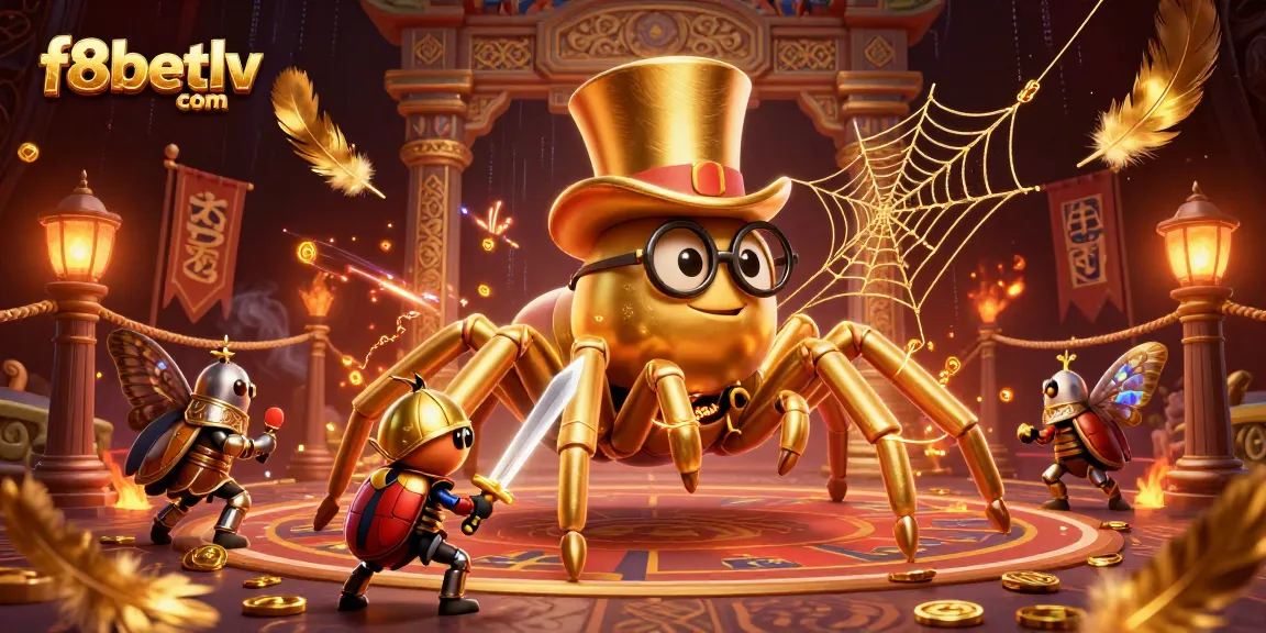 Engage with thrilling f8betlv com games through a golden tarantula and beetle knight scene.