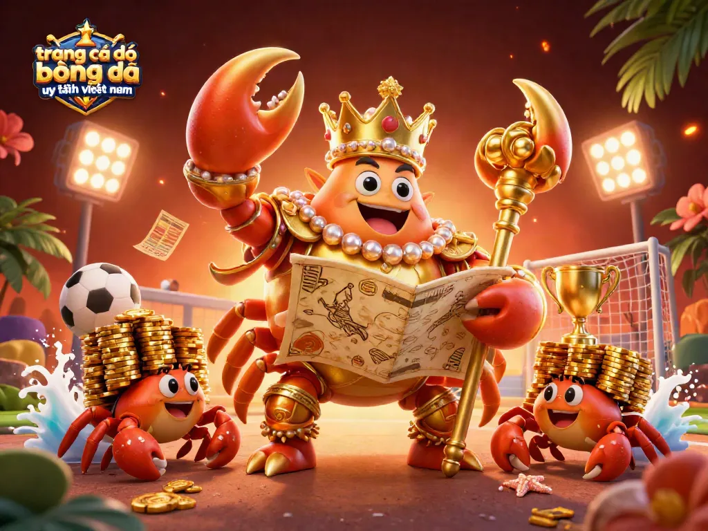 Khám phá trang cá độ bóng đá uy tín nhất Việt Nam với hình ảnh hoàng đế cua vàng trong casino có bóng đá, sòng bạc và huy chương.