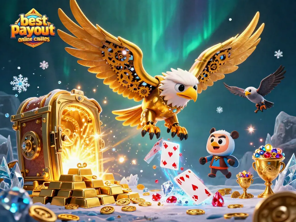 Experience the thrill of the best payout online casinos with a dynamic 3D illustration of winning moments.