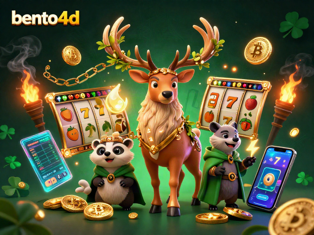 Play thrilling slots with bento4d as a Celtic druid stag leads the luck in a colorful 3D scene.