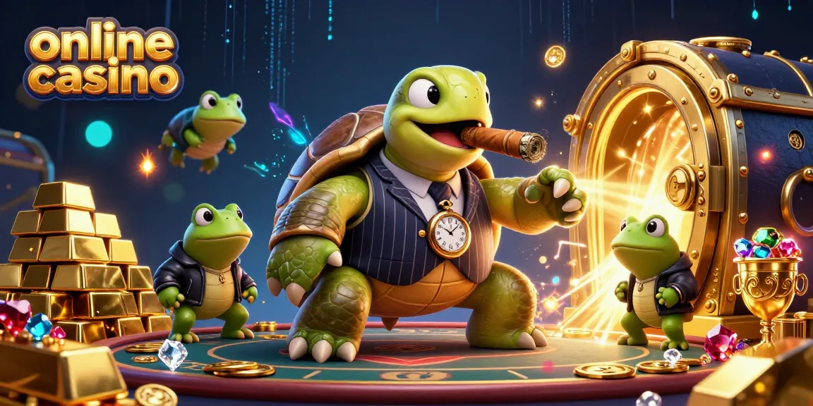 Experience the excitement of online casino as a turtle mobster in a dynamic gambling scene.