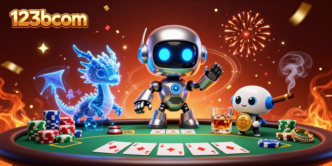 Experience winning strategies with 123bcom in a vibrant casino scene featuring cyberpunk characters.